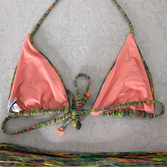 Isabella Rose Prismatic Triangle Bikini Top & Maui High Waist Swim Bottom Medium - Picture 7 of 13